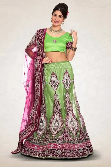 Picture of exclusive indian designer bollywood wedding blue & gree