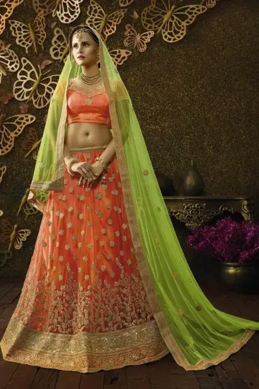 Picture of fancy designer silk lehenga choli indian events weddin,