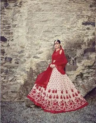 Picture of fancy jacquard lehenga indian wedding festive ethnic pa