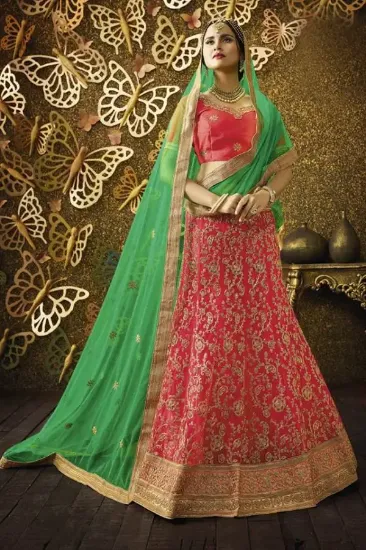 Picture of fancy silk lehenga choli set indian events festive par,