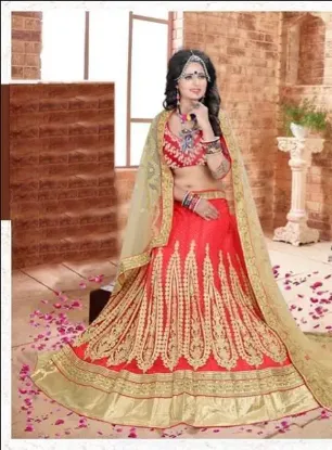 Picture of fancy silk lehenga choli set indian events festive part