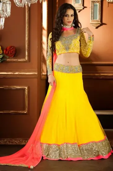 Picture of girls ghagra choli ethnic wear embroidered lehenga cho,