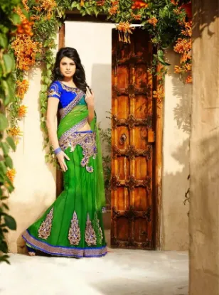 Picture of green anarkali salwar kameez indian ethnic dress suit l