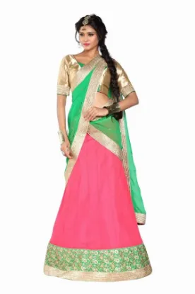 Picture of green net lehenga choli with dupatta,lehenga under 1000