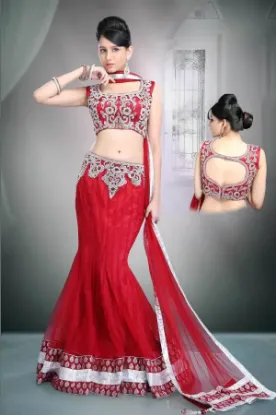 Picture of how to stitch a chaniya choli,lehenga saree for engagem