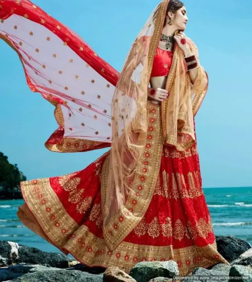 Picture of india bollywood designer wear pink silk blend lahenga l