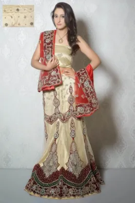 Picture of indian bollywood embroidered rama semi stitched lehenga