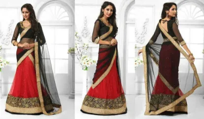 Picture of indian designer embroidery work saree lehenga partywear