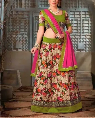 Picture of indian designer green embroidered bollywood silk weddi,