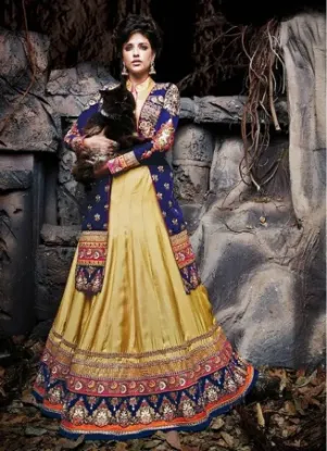 Picture of indian designer heavy work velvet bridal lehenga pakist