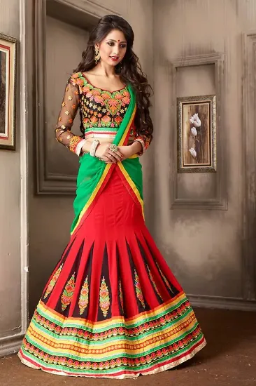 Picture of indian designer orange lehenga choli indian bridal wedd