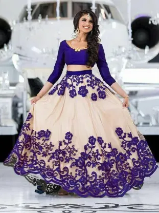 Picture of indian designer wedding lehenga choli maroon color leh,