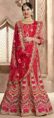 Picture of indian designer wedding lehenga choli taffeta silk fabr