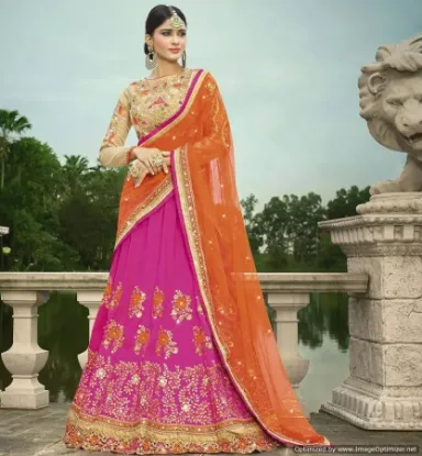 Picture of indian designer wedding party wear lehenga choli green 