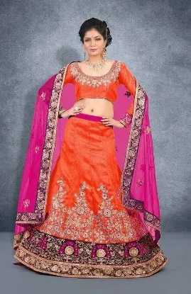 Picture of indian designer wedding party wear lehenga choli maroon