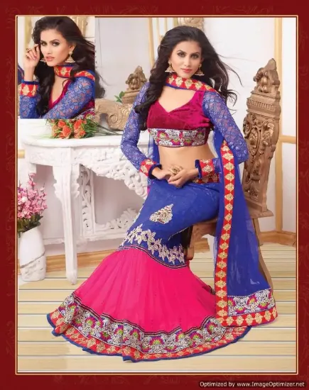 Picture of indian designer wedding party wear lehenga choli pink ,