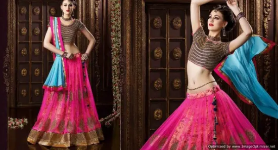 Picture of indian designer wedding party wear lehenga choli pink c