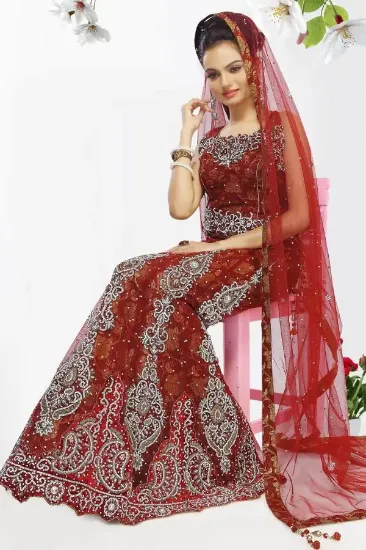 Picture of indian designer wedding party wear lehenga choli purpl,