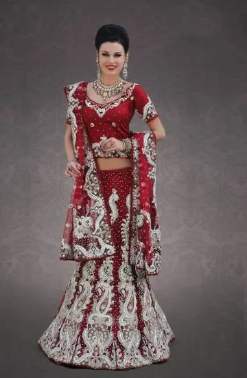 Picture of indian embroidered women's georgette fabric lehenga cho