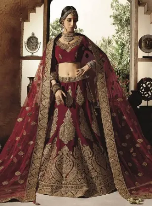 Picture of indian ethnic designer saree blouse lehenga red peach g