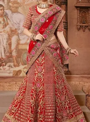 Picture of indian wedding partywear designer lehenga pink lehenga 