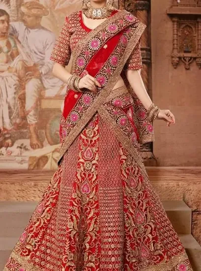 Picture of indian wedding partywear designer lehenga pink lehenga 