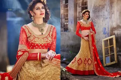 Picture of indian wedding partywear designer lehenga velvet pakis,