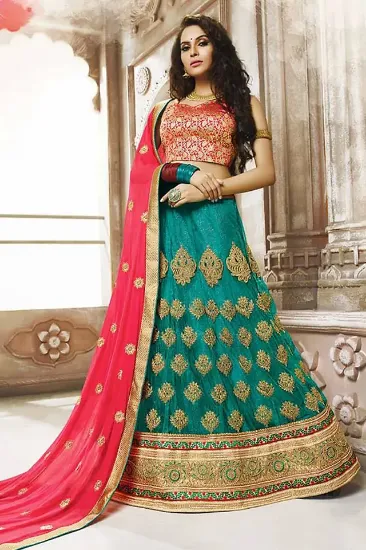 Picture of indian wedding partywear designer lehenga velvet pakist