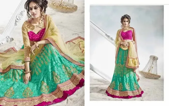 Picture of indian women party sari dress pakistani lehenga choli ,