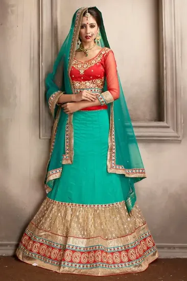 Picture of jacquard fancy lehenga choli indian designer bridal wed