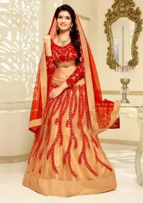 Picture of janasya embroidered net & georgette lehenga,lehenga und