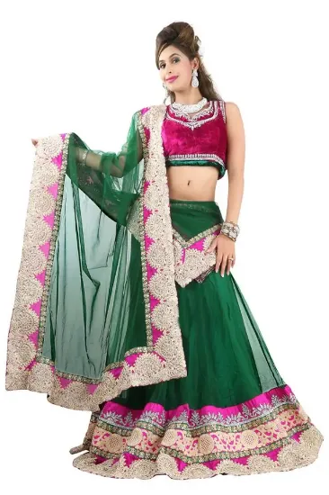 Picture of lehenga choli bollywood wedding party wear modest maxi 