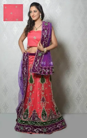 Picture of lehenga choli bollywood wedding party wear modest maxi 