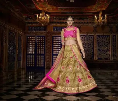 Picture of lehenga choli wedding bridal women ethnic indian dress,