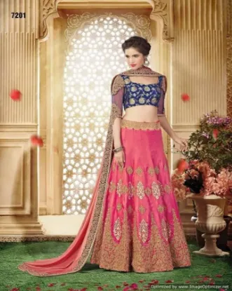 Picture of lengha choli with long top,lehenga modest maxi gown des