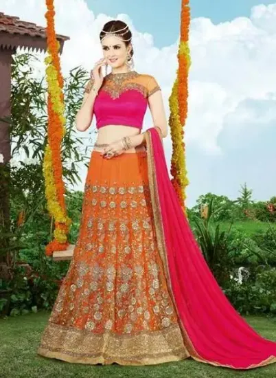 Picture of modest maxi gown bridal wedding red lehenga indian paki