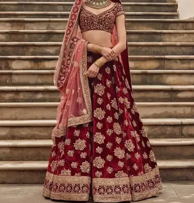 Picture of modest maxi gown lehenga choli exclusive partywear fanc