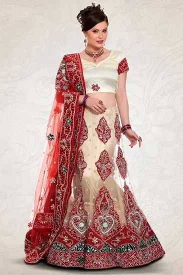 Picture of modest maxi gown wedding party wear lehenga choli dupat