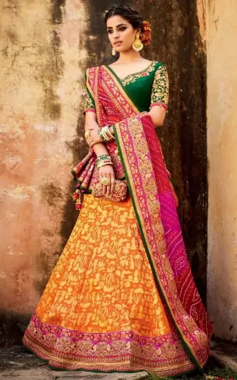 Picture of multi work lehenga choli bollywood traditional designer