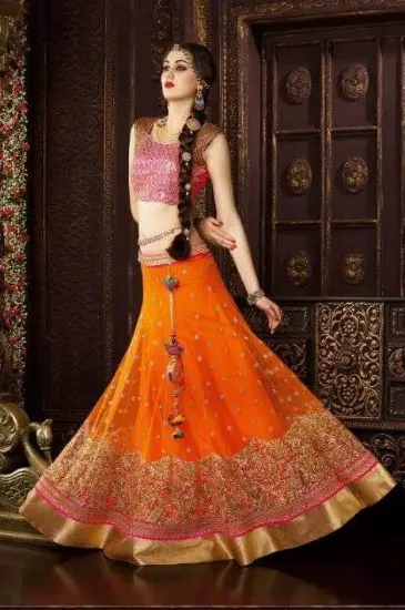 Picture of navratri special skin magenta lehenga choli indian wedd