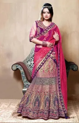 Picture of navy blue velvet lehenga choli bridal wedding festive p