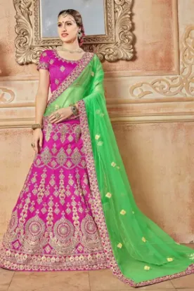 Picture of net a-line lehenga choli with dupatta,lehenga que escha