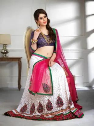 Picture of net embroidered lehenga saree,rocky s lehengachaniya ch