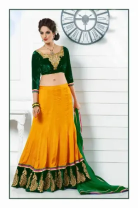 Picture of net flared lehenga choli with dupatta,lehenga tassels o