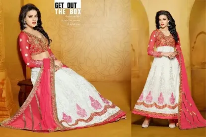 Picture of net lehenga in orange,lehenga varietychaniya choli,chol