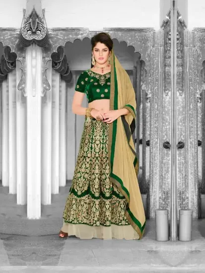 Picture of net lehenga sarees with beach dress,2 in 1 lehengachani