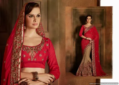 Picture of net lehenga with velvet blouse,2 states lehengachaniya 