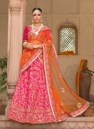 Picture of nice silk bollywood lehenga choli net dupatta designer 