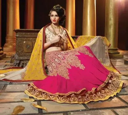 Picture of pakistani bridal lehenga 2024,3 piece lehenga sareecha,