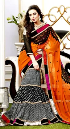 Picture of pakistani pure black brocade lehenga choli full stitch,